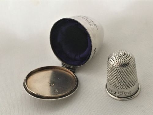 An Early Victorian Silver Thimble Case and Thimble.
