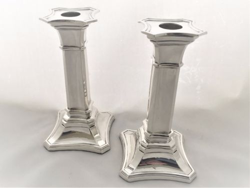 A Handsome Pair of Edwardian Silver Candlesticks.