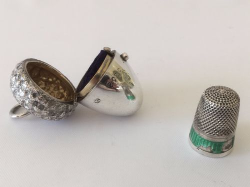 A Rare Victorian Silver 'Acorn' Thimble Case