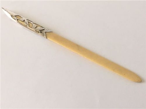 A Gorgeous Art Nouveau Silver & Ivory Letter Opener.