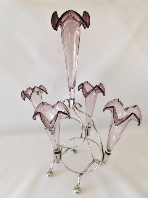 fig 1. A fabulous silver plated Victorian epergne.