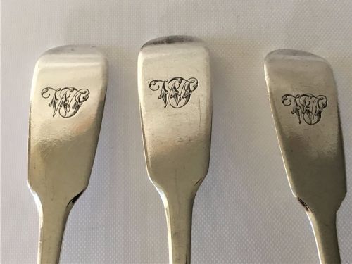 fig 1. Three rare York silver teaspoons.