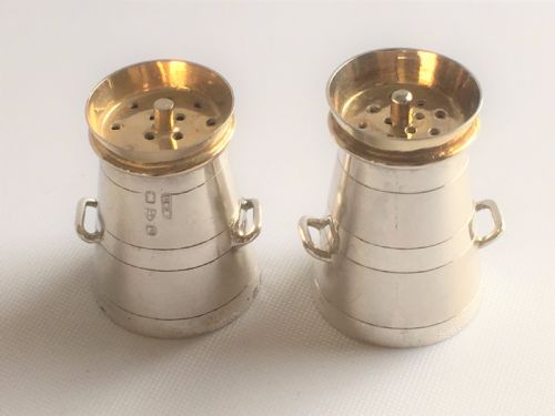 A Pair of Novelty Silver 'Milk Churn' Pepperettes.