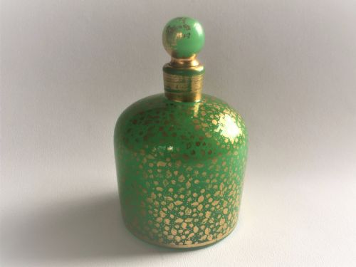 A Lovely Jade Glass Gilded Cologne Bottle