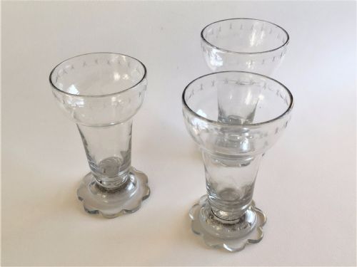 fig 1. Three rare 18th Century syllabub glasses