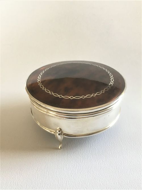 A George V Silver & Tortoiseshell Trinket Box
