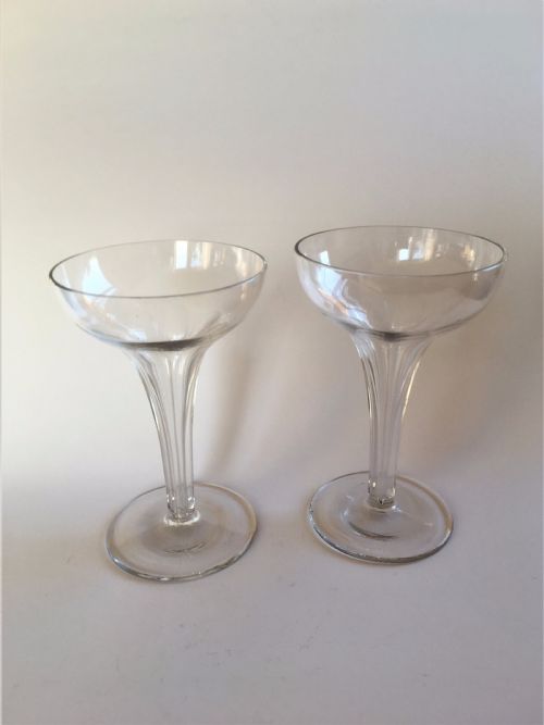 A Charming Pair of Hollow Stem Champagne Glasses