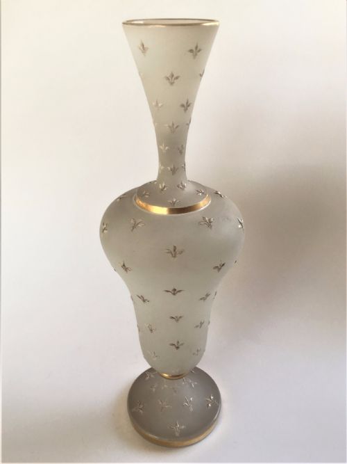 A Gorgeous French Frosted and Decorated Stem Vase