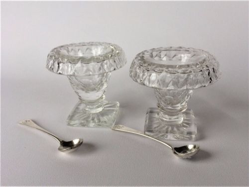 fig 1. A pair of Victorian condiment tubs with silver spoons