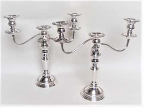 A Pair of Edwardian Silver Plated Candelarbra