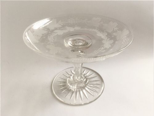 A Delightful Victorian Fruiting Vine Etched Tazza