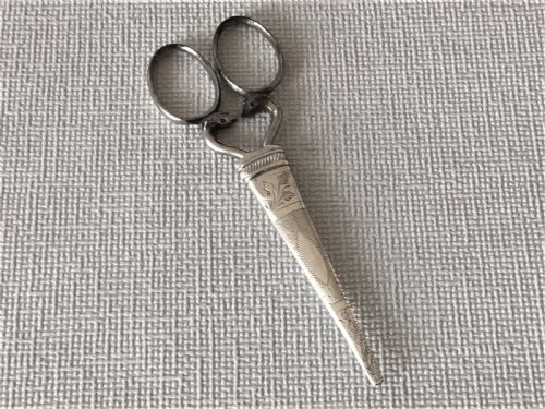 A Pair of Georgian Silver Cased Sewing Scissors