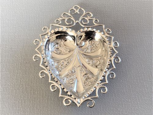 A Gorgeous Victorian Heart Shaped Silver Trinket Dish