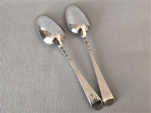 A Superb Pair of 18th Century Silver Fancy Back Spoons