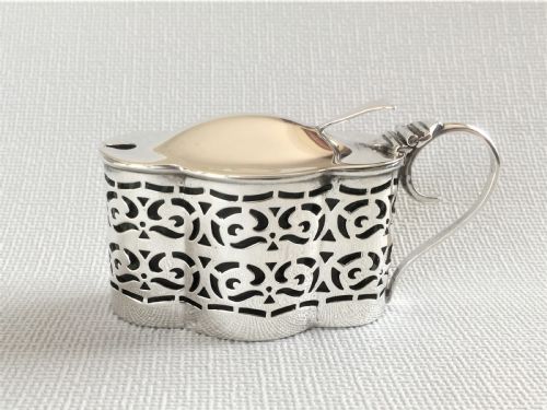 A Chester Silver & Green Glass Mustard Pot