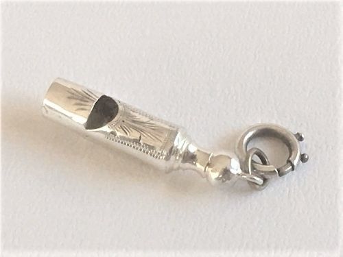 A Bright Cut Edwardian Silver Dog Whistle
