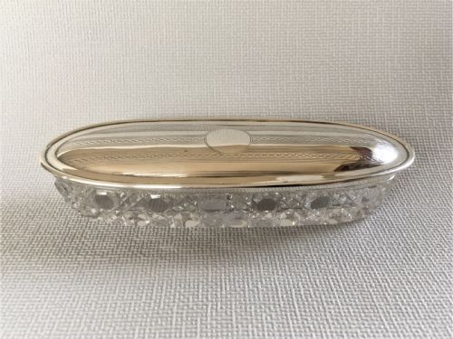 A Lovely Silver Mounted & Cut Glass Trinket Box