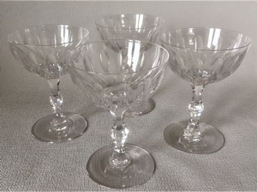 A Set of Four Victorian Cut Glass Champagne Bowls
