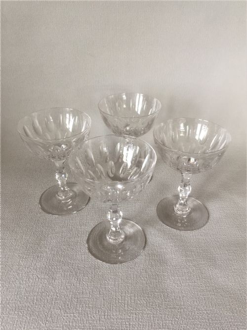 fig 1. A set of four Victorian cut glass champagne bowls