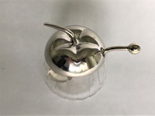 fig 1. A charming silver plated & glass apple sauce pot
