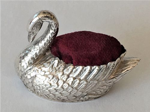An Edwardian Silver Swan Pin Cushion