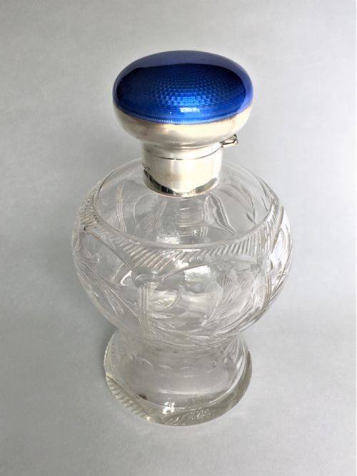 fig 1. A fabulous silver & guilloche enamel cologne bottle