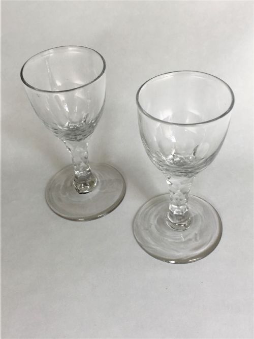 A Rare Pair of Late 18th Century Cordial Glasses