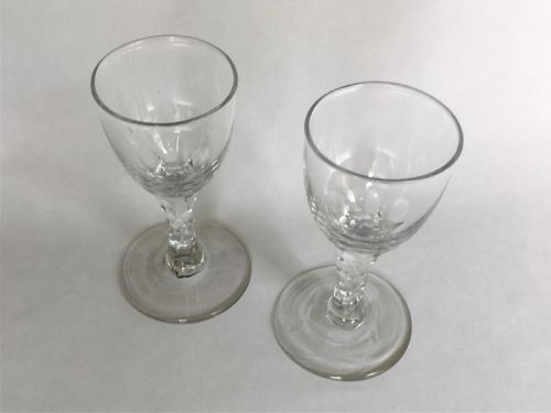 fig 1. A rare pair of late 18th Century cordial glasses
