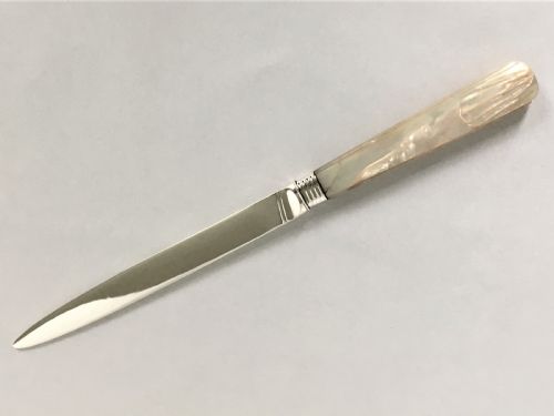 A Good Georgian Silver & Mother-of-pearl Letter Opener