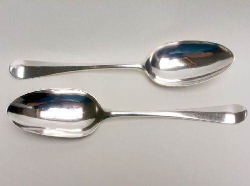 A Superb Pair of Mid 18th Century Silver Serving Spoons