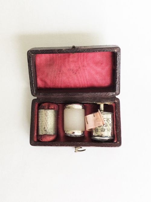 A Georgian Boxed Silver Sewing Trio