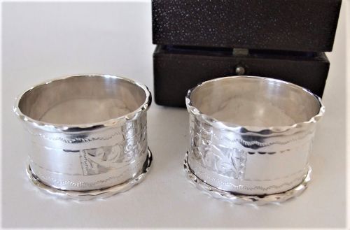 An Attractive Pair of Boxed Silver Napkin Rings