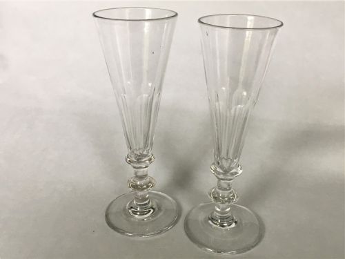 A Pair of Early Victorian Cut Glass Champagne Flutes