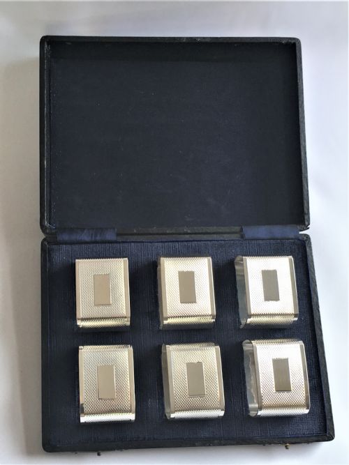fig 1. A superb set of six Art Deco silver napkin rings