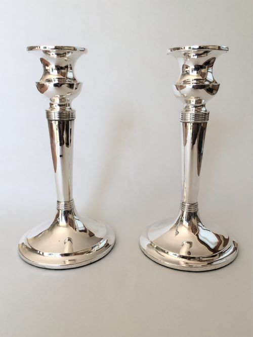 A Handsome Pair of Edwardian Silver Candlesticks