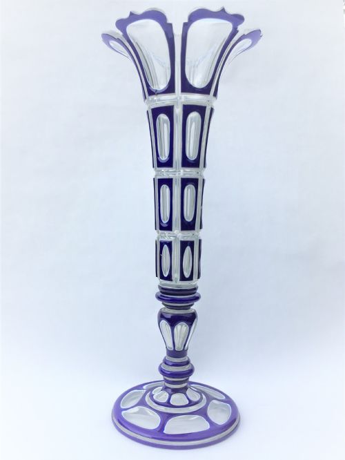 A Fabulous Victorian Blue Overlay Vase