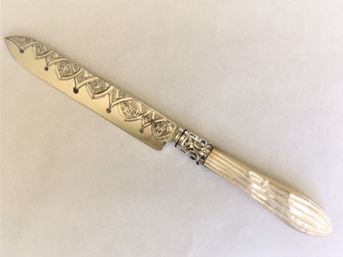 fig 1. A fabulous mid Victorian silver bladed wedding Cake knife
