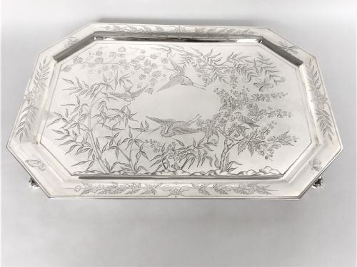 An Irish Aesthetic Movement Silver Plated Victorian Tray