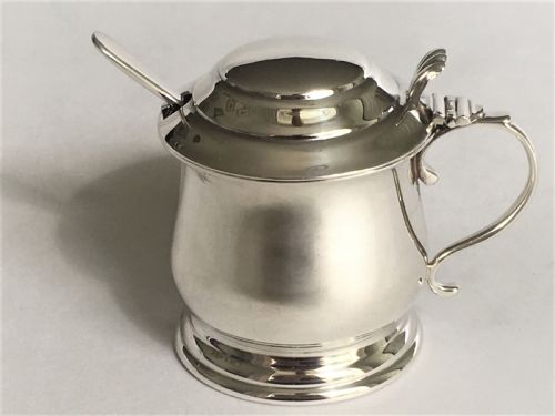 A Handsome Silver Mustard Pot & Spoon