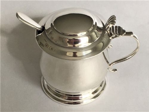 fig 1. A handsome silver mustard pot & spoon