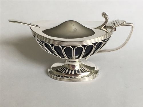 A Fabulous Silver Wirework Mustard Pot & Spoon