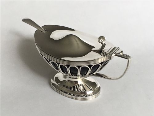 fig 1. A fabulous silver wirework mustard pot & spoon
