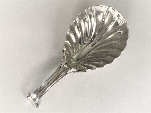 A Rare 18th Century Onslow Pattern Silver Caddy Spoon