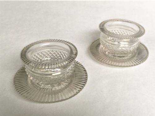 A Fabulous Pair of Regency Glass Condiment Tubs & Saucers