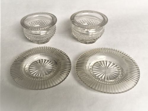 fig 1. A fabulous pair of Regency glass condiment tubs & saucers