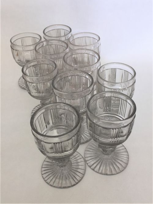 fig 1. A handsome suite of 10 Victorian cut glass dessert wine glasses