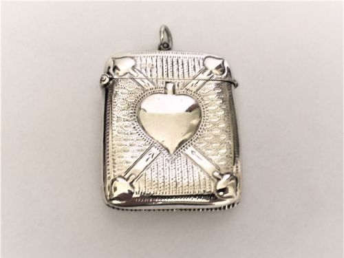 An Unusual Edwardian Chester Silver  'Spades' Vesta
