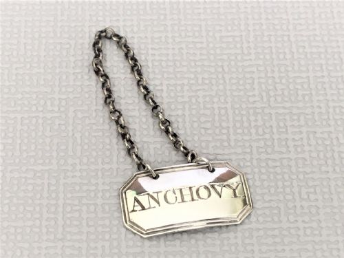 An 18th Century Silver 'Anchovy' Label