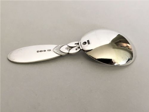 fig 1. A rare Georg Jensen Cactus pattern silver caddy spoon