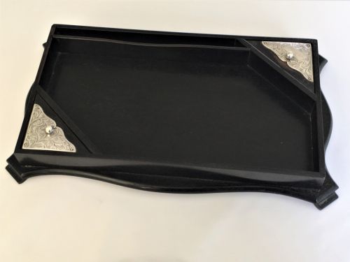 A Handsome Silver Mounted Ebony Desk Tidy